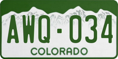 CO license plate AWQ034