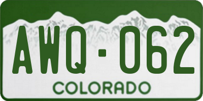 CO license plate AWQ062