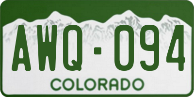 CO license plate AWQ094