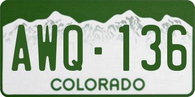 CO license plate AWQ136