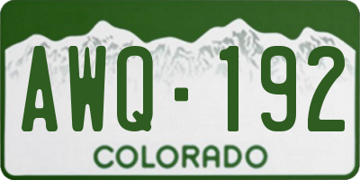 CO license plate AWQ192