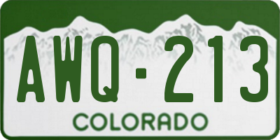 CO license plate AWQ213