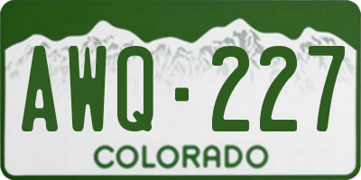CO license plate AWQ227