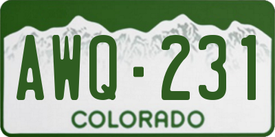 CO license plate AWQ231