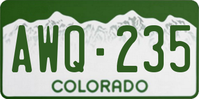 CO license plate AWQ235