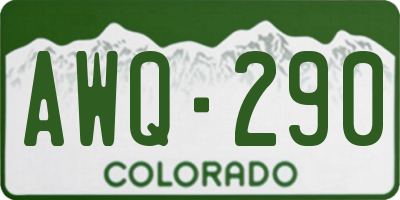 CO license plate AWQ290