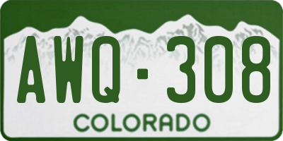 CO license plate AWQ308