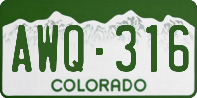 CO license plate AWQ316