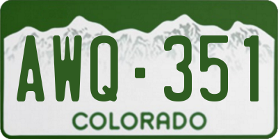 CO license plate AWQ351