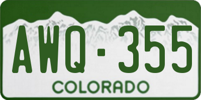 CO license plate AWQ355