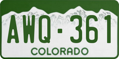 CO license plate AWQ361