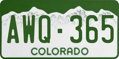 CO license plate AWQ365