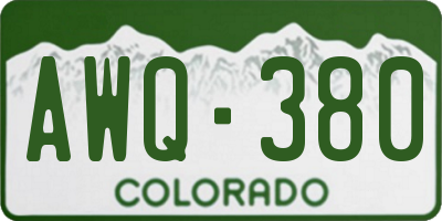 CO license plate AWQ380
