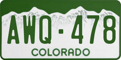 CO license plate AWQ478