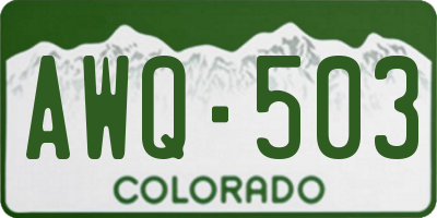 CO license plate AWQ503