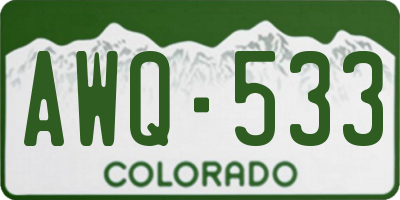 CO license plate AWQ533
