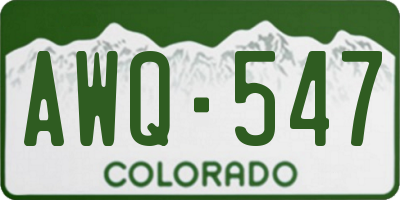 CO license plate AWQ547