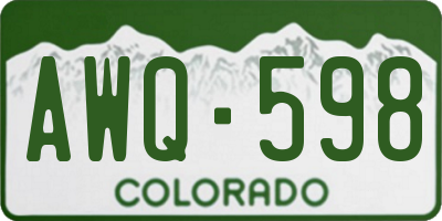 CO license plate AWQ598
