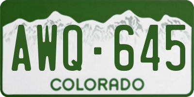 CO license plate AWQ645
