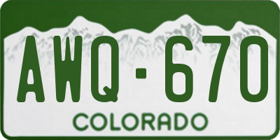 CO license plate AWQ670