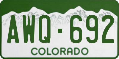 CO license plate AWQ692