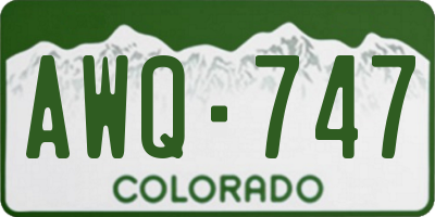 CO license plate AWQ747