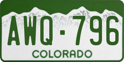 CO license plate AWQ796