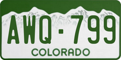 CO license plate AWQ799