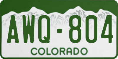 CO license plate AWQ804