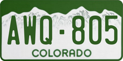 CO license plate AWQ805