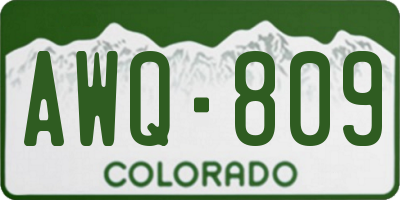 CO license plate AWQ809