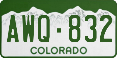 CO license plate AWQ832