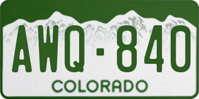 CO license plate AWQ840