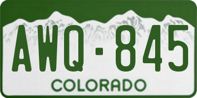 CO license plate AWQ845