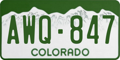 CO license plate AWQ847