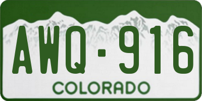 CO license plate AWQ916