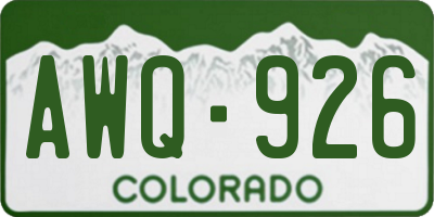CO license plate AWQ926