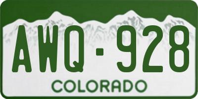 CO license plate AWQ928