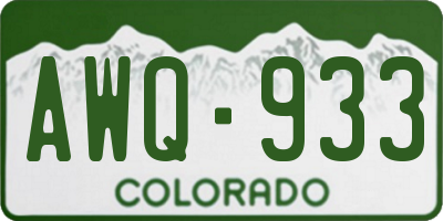 CO license plate AWQ933