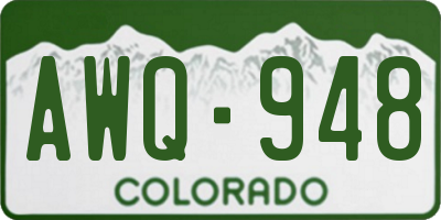 CO license plate AWQ948
