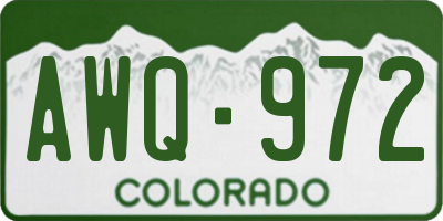 CO license plate AWQ972