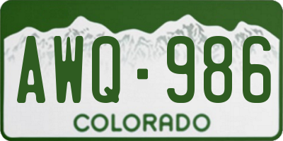 CO license plate AWQ986