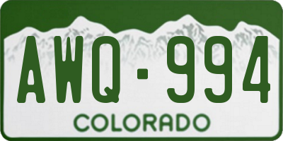 CO license plate AWQ994