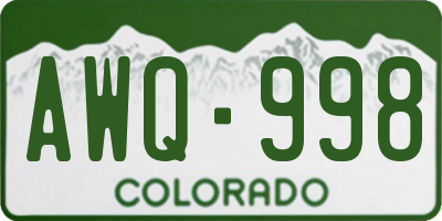 CO license plate AWQ998