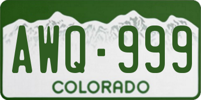 CO license plate AWQ999