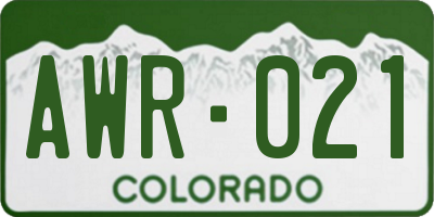 CO license plate AWR021