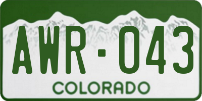 CO license plate AWR043