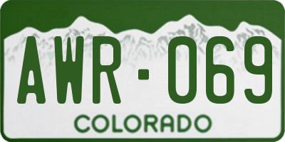 CO license plate AWR069