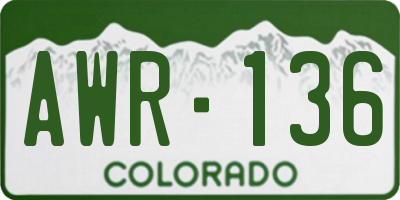 CO license plate AWR136