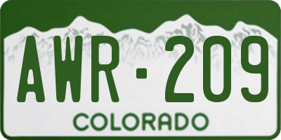 CO license plate AWR209